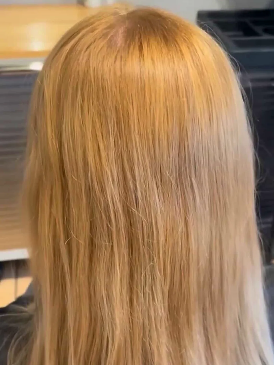 Before: flat, straight blonde with no movement.